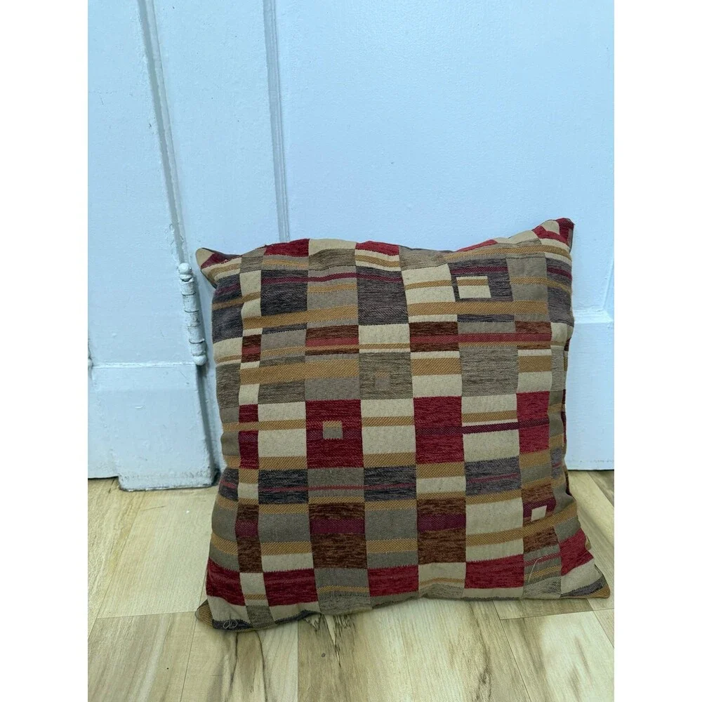 Earth-Tone Geometric Tapestry Throw Pillow